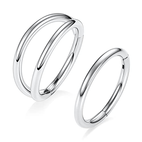 AROWRO Helix Rook Earrings 2Pcs Double Open Stack 8mm 16G 316L Surgical Steel Daith Cartilage Tragus Piercing Jewelry Septum Clicker Sleeper Earring