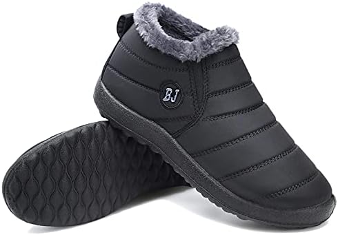 L-RUN Womens Ankle Snow Boots Outdoor Winter Booties with Fur Black Women_6.5, Men_6 M US | Image 1