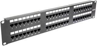CablesAndKits 48 Port Cat6 110 2RU Rack Mount Punch Down Patch Panel, CAT5e and CAT5 backward compatible, Gold Plated Jack and IDC Contacts, Ships with 4 10-32 rack screws, zip ties, and plastic cable