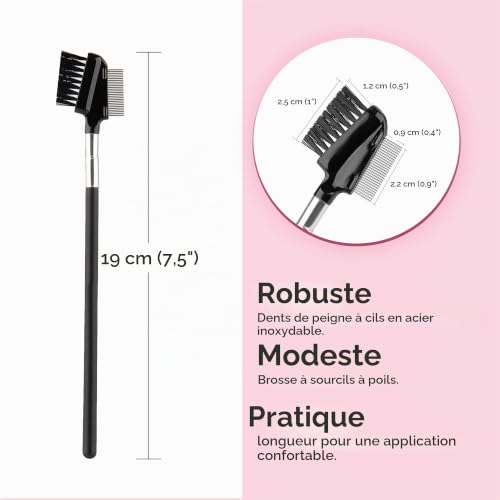 Beauty7 Brosse a Cils de Luxe et Peigne a Sourcils 2 en 1 Dent en Acier Dual-Comb Extension Eyebrow Eyelash Outil de Maquillage Cosmetique 1PCS – vue 3