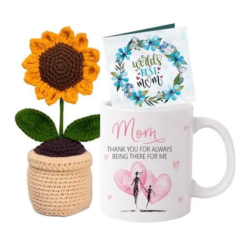 Image of TIED RIBBONS Gift for Mom, Birthday Gift for Mom Women Wife Mother in Law Mummy (Printed Coffee Mug with Artificial Crochet Flower Bouquet & Greeting Card) - Anniversary Birthday Gift Set, 325 ML
