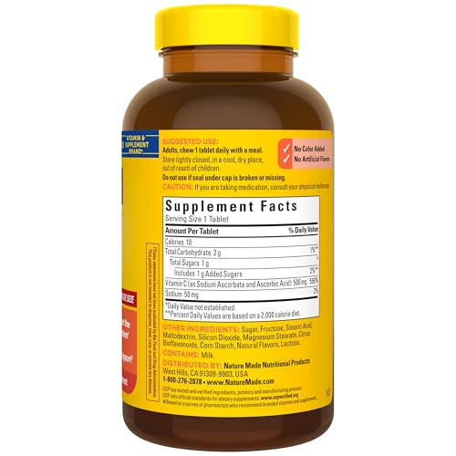 Nature Made Chewable Vitamin C 500 mg for Immune Support, 150 Tablets | Dietary Vitamin C Supplement for Immune Support and Antioxidant Support, Orange Flavored Chewable Tablets, 150 Day Supply - image 9