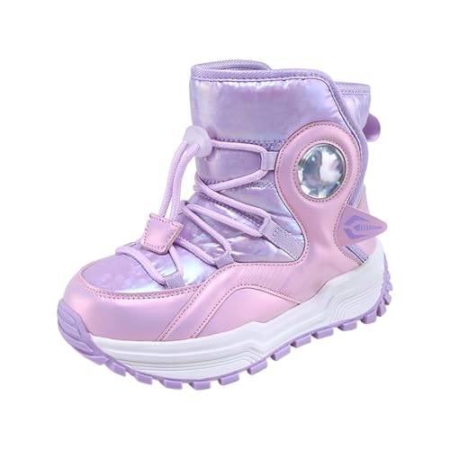 Girls Snow Boots Resistant Outdoor Warm Ankle Winter Shoes Toddler/Little Kid Snow Boots For Boys Size 4.5 Big Kid