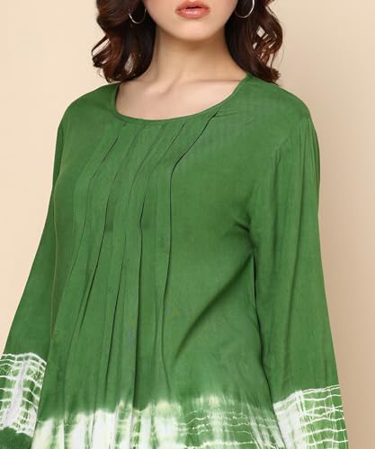 Image of Maaesa Pink Split Tie Dyed Rayon Staple Top