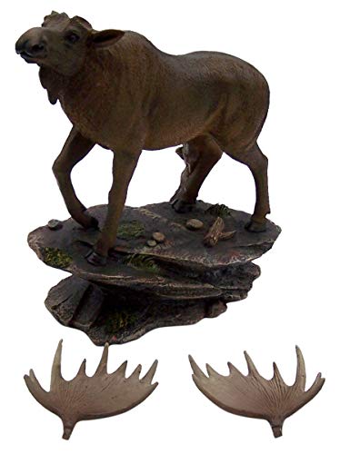 Indoor Cast Resin Moose Hunting Cabin Lodge Wildlife Statue With Removable Antlers, 14 Inch #TOP4
