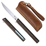 Samior GP035 Small, Slim Folding Pocket Flipper Knife, 3.5 inch Satin M390 Drop Point Blade, Slender...