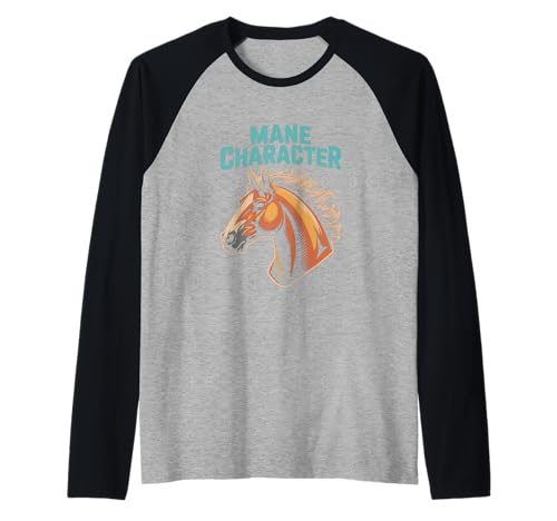 Mane Character Horse Trainer Arte Gráfico Camiseta Manga Raglan