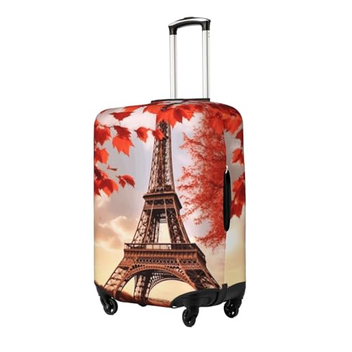 Paris Tower With Autumn Leaves Print Luggage Suitcase Covers Elastic Washable Luggage Protector Luggage Covers For Suitcase2