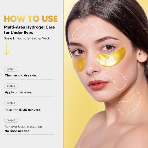 Image of Onespring 24K Gold Under Eye Patches, Peptide Collagen Eye Mask, 24 Pairs