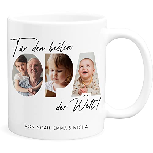 Opa Tasse personalisiert Fototasse mit eigenem Foto und Text Bester Opa Geschenkidee Vatertag kleines Geschenk Danke Großvater Kaffeetasse aus Keramik 330 ml