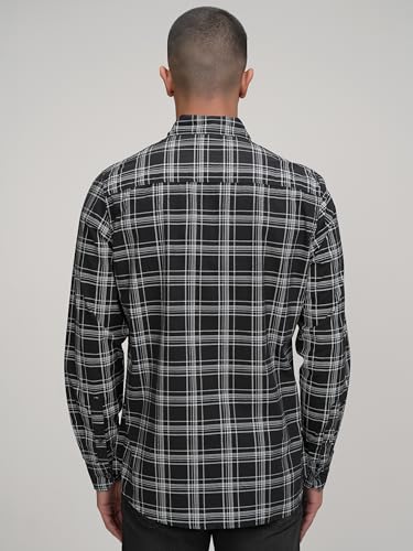 Image of Highlander Men's Casual Shirt | Checked | Slim Fit | Button Closure | Timeless Pattern with A Contemporary Appeal Black /White