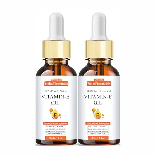 Image of BioLeaf Botanicals 100% Pure & Organic Vit. E Oil - Best Oil For Face, Body and Nail - Enriched Veg Vitamin E Source - For Nourish Your Face and Repair Damaged Skin -Pack of 2 (60ml.)