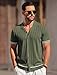 COOFANDY Mens Button Up Short Sleeve Knit Shirt Resort Wear for Men Vintage Old Money Shirt Army Green