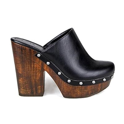 black high heel clogs