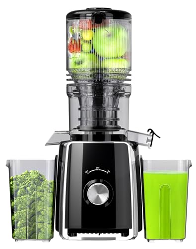 Cold Press Juicer, Slow Masticating with Wide Feed Chute for Whole Fruits & Vegetables | Higher Juice Yield & Nutrient Retention | BPA-Free, 300W Quiet Motor | Easy to Clean Juice Extractor Machine