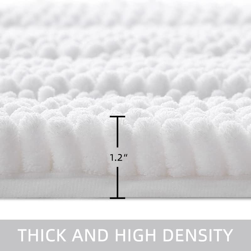 Miniatura 4 de TENGTENGLINK - Tapetes de felpilla gruesa y suave para baño, tapetes de ducha y puerta antideslizantes ultra absorbentes (blanco puro, 20x32