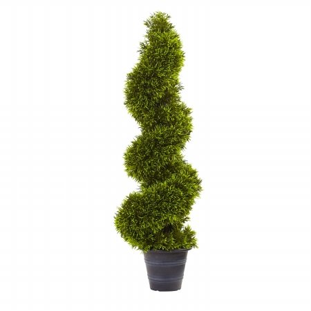 3 ft. Grass Spiral Topiary with Deco Planter