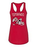 CornBorn Utah Utes Womens Tank Top - Racerback Utah Utes Football Helmet - Red - Medium