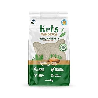 Areia Higiênica Granulado de Mandioca, Pacote com 1kg, Linha Kets, Alfapet.