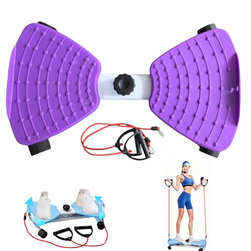 Máquina de torsión de cintura con bandas de resistencia, máquina de entrenamiento abdominal ajustable para ejercicio, equipo de gimnasio en casa sin ruido (morado)