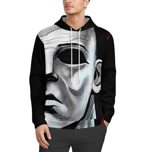 ZHANGXM Men's Pullover Sweatershirt Halloween Michael Myers Autumn Soft Loose Hip-Hop for Unisex Long-Sleeved Sweater