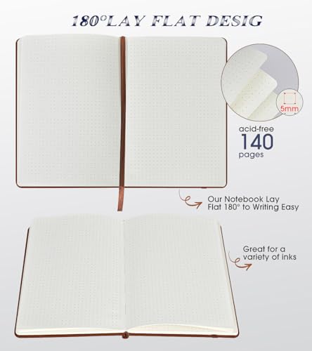 Cuaderno de puntos Biuwory con tapa dura de cuero y 160 páginas 5