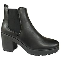 sole london WOMENS PLATFORM ANKLE CHELSEA BLOCK CHUNKY HIGH HEEL LADIES SHOES BOOTS SIZE 3-8