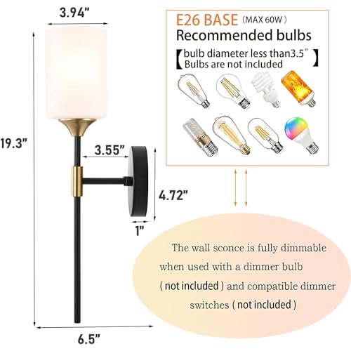 Image of SINOMAN Wall Light for Living Room Modern /Wall Lamps for Bedroom /for Living Room /Wall Lights for Home Decoration /Bedside Wall lamp (Black Gold, Without Bulb)