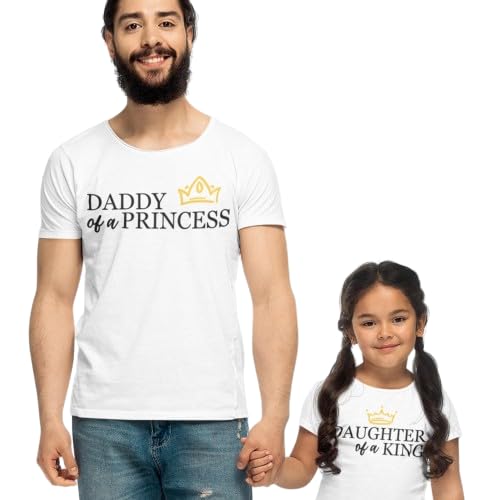 Set of 2 Matching Daddy Daughter T-Shirts Shirts; Daddy of.a Princess; Daughter of a King Father's Day Birthday Present Gift Christmas Holiday