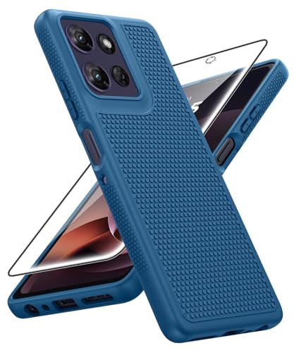 Image of FNTCASE for Moto G-Power 2026 Case: Motorola Moto G Power 2025 Case 14FT Military Grade Drop Protection with Screen Protector Shockproof Anti-Slip Sweat-Resistant Matte TPU Daily Phone Cover (Blue)