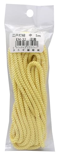 タカギ繊維 Panami 江戸打紐 中 約4mm幅 約5ｍカット 淡黄 EM- 32 レーヨン100%のサムネイル