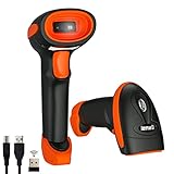  LENVII CW200 2D Lettore di codici a barre cablato portatile QR lettore di codici a barre con scansione automatica 1D della culla regolabile, per il negozio al dettaglio, supermercato (arancione)