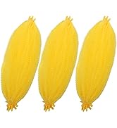 Yellow Braiding Hair Pre Stretched Marley Twist Braiding Hair 16 Inch Marley Hair for Faux Locs C...