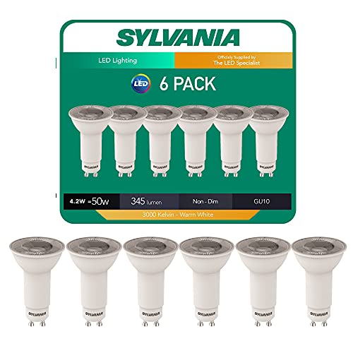 SYLVANIA 6 X 0026585 Long Neck LED Light Bulb Gu10 36° 3000k Warm White - 4.2 Watt