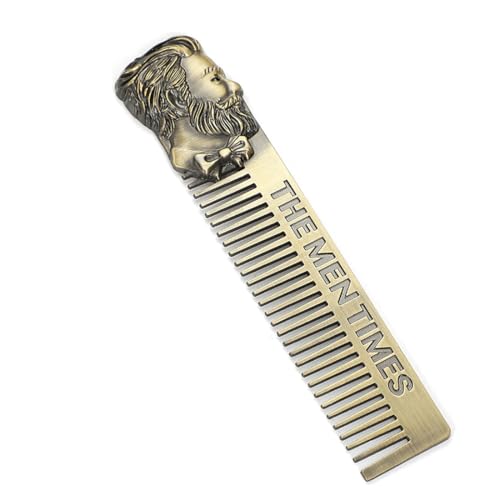 EOYVAIL Peignes,Peigne en métal à tête barbu, peigne professionnel, peigne de coupe en métal en aluminium aérospatial (or)