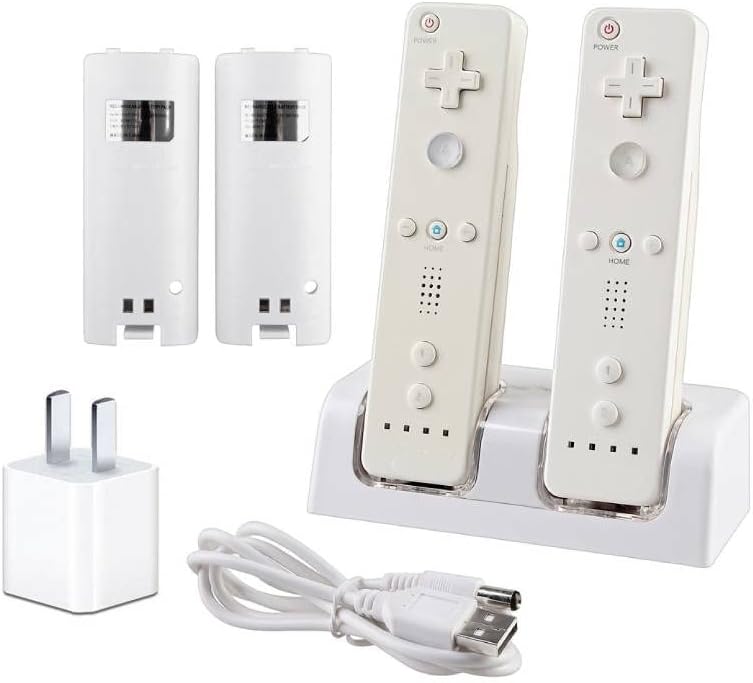 Siren Charging Dock Station for Nintendo Wii&Wii U Remote Controller,Replacement Batteries Charger with 2 Rechargeable Battery Packs Upgrade Version (2 Port Charging Station+2 pcs 2800mAh +USB Cable)