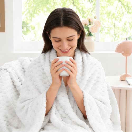 Image of BEDELITE White Throw Blanket for Couch, Soft Cozy Gifts for Women, 50 * 60