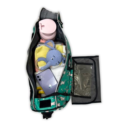 Image of Grey Baby Nest + Dry Mat + Green Baby Diaper Bag Essential Combo - Pack of 3