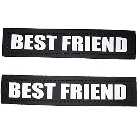 Albcorp Reflective Best Friend Dog Patches with Hook Backing for Service Dog Vests, Therapy Animal Harnesses, in Training or Pet Lover Jackets XXS or XS ( 3.5 x 1) Inches Cover
