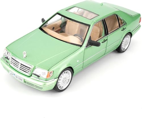 Image of 1:24 Benz W140 S320 Model Car, Diecast Collectible Pull Back Toy Car, Retro Classic Car with Sound and Light for Adults, Kids, Boys (Green)