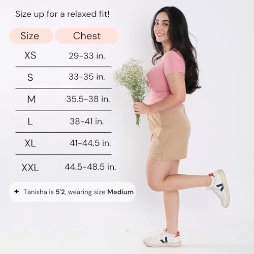 Image of Terractive Women's Cuddle Baby T - Soft Premium Cotton Half Sleeve Tee - Stretch Fit Tagless Comfort Lightweight Breathable Everyday Wear Casual Top for Lounging Layering or Outings