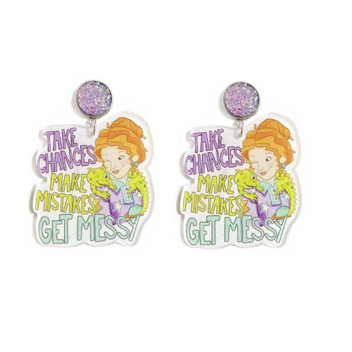 Colorful Resin Acrylic Teacher Dangle Earrings Cute Rainbow Earrings for Women Jewelry Gift for Teacher-Style B