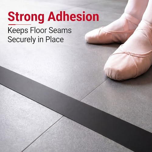 Image of Pangda 2 Rolls Dance Floor Vinyl Tape Black 36 yd x 3 in Durable Tape Splicing Strong Adhesion No Residue for Gym Dance Room Restaurants Kitchen Floor Safety Marking