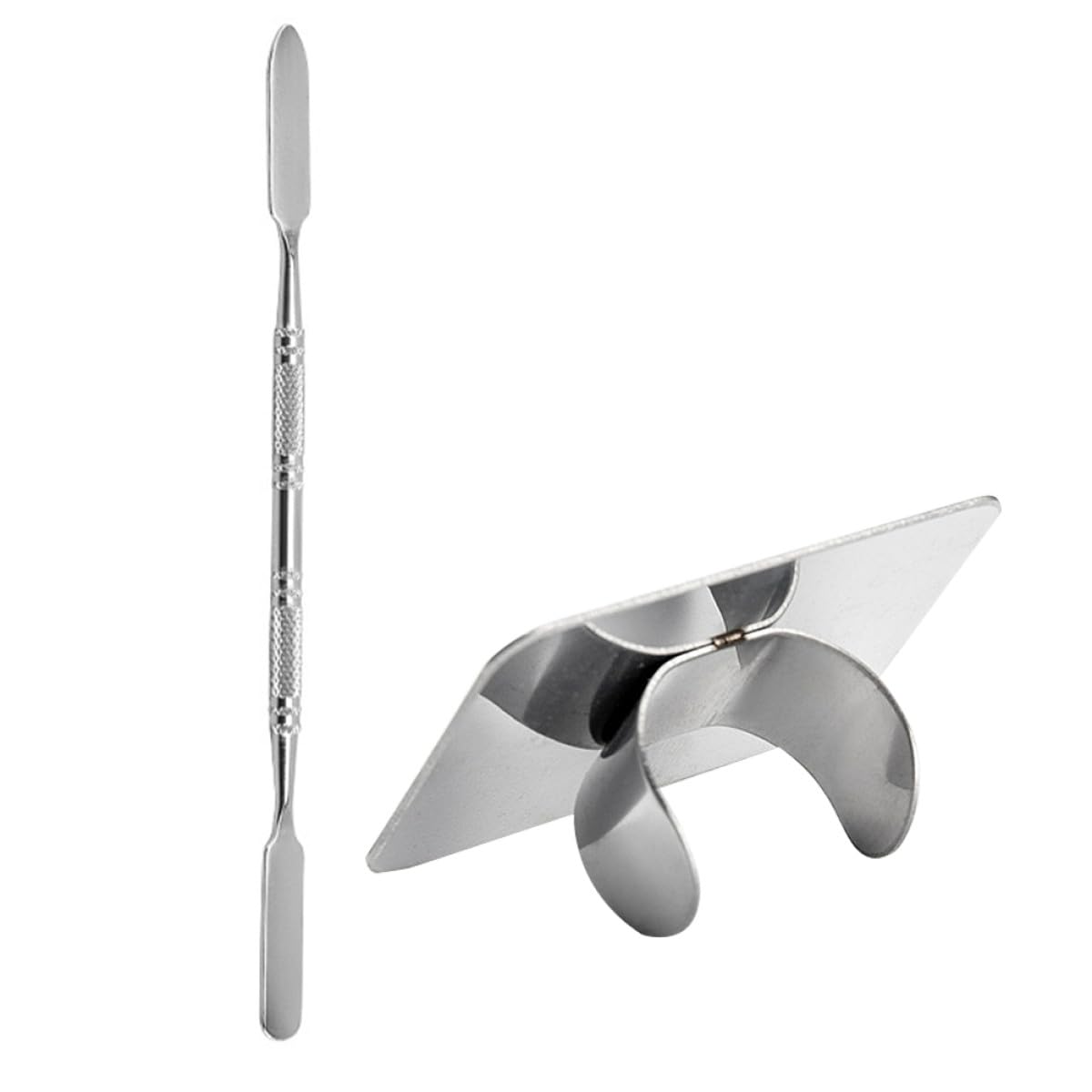Set Palette per Trucco in Acciaio Inox con Spatole per Miscelare Pigmenti e Fondotinta, Tavolozza Cosmetica Professionale per Nail Art e Applicazione Make Up, per Truccatori