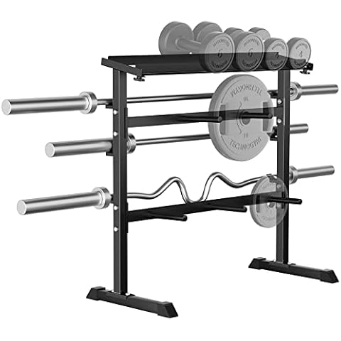 UBOWAY Compact Dumbbell Rack Stand Barbell Rack: Weight rack for Dumbbells, Olympic Barbell Bar, Olympic Weight Plates - Weight Storage Rack for Strength Training Home Gym Fitness Exercise Equipment Cover