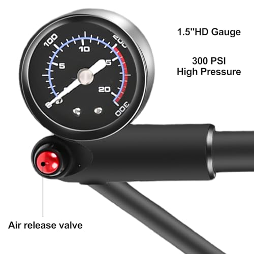 Vaileal Hochdruck Dämpferpumpe, Hochdruck Stoßpumpe, Tragbare Stoßdämpfer Pumpe Gabelpumpe, Mini Fahrradpumpe Fahrradreifen Shock Pump für MTB, Fahrrad, Federgabel, Heckfederung (Max 300 PSI)