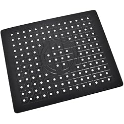 Protector Fregadero Cuadrado 31.5x26.2 cm Alfombrilla de Goma para Fregadero,Protector Fregadero de Drenaje,Alfombrilla Escurreplatos,Inserto para Fregadero,Estera Escurridora Cuadrada,para Proteger la Pila y la Vajilla (Negro)