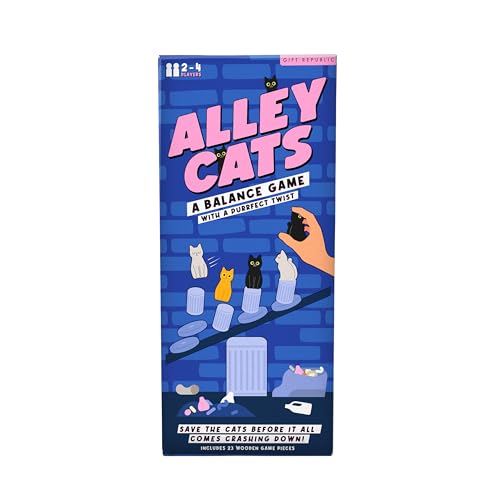 Gift Republic Alley Cats Balance Game Fun & Challenging Stacking Game for 2-4 Players | Quality Wooden Family Game | Portable & Easy to Learn for Kids & Adults, Blue - Image 2