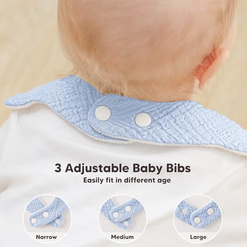 Image of Bearmoss Muslin Baby Bibs for Drooling & Teething Cotton Drool Bib 6 Pack | Soft Absorbent Adjustable Bibs for Unisex Boys and Girls,Easy to Clean for Infant,Toddler, Newborn,Wider design,0-36 Months