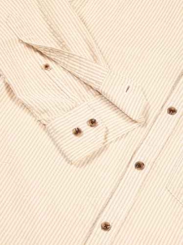Image of Thomas Scott Men's | Slim Fit | Striped Design | Button-Down Collar | 100% Cotton Casual Shirt for Mens